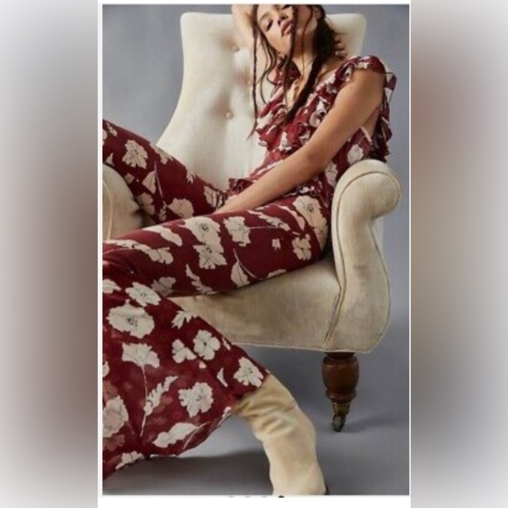 Free People Austyn One Piece Washed Red Combo jumpsuit size large new - Picture 4 of 5
